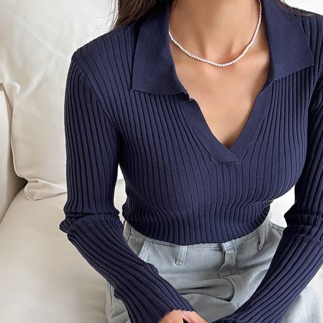 DAZY Solid Ribbed Knit Jumper