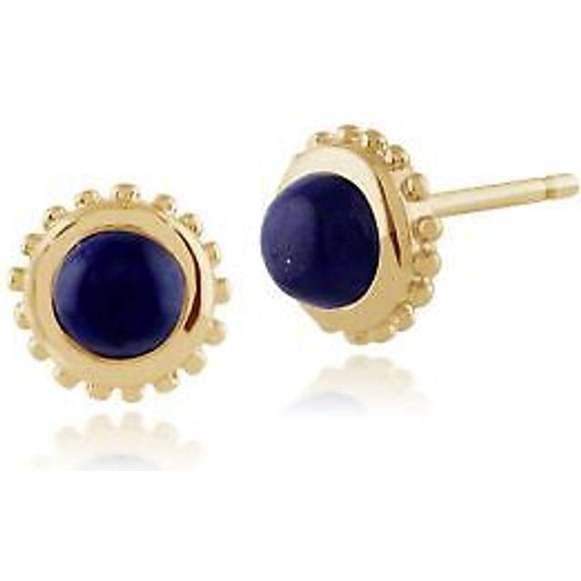 Classic Round Lapis Lazuli Stud Earrings in 9ct Yellow Gold 6mm