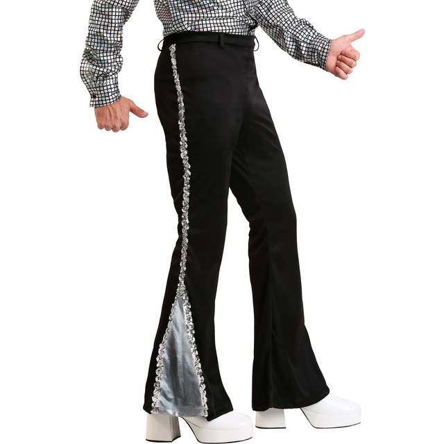 Men's Silver Sequin Plus Size Disco Pants - Black&#47;Gray (2X)