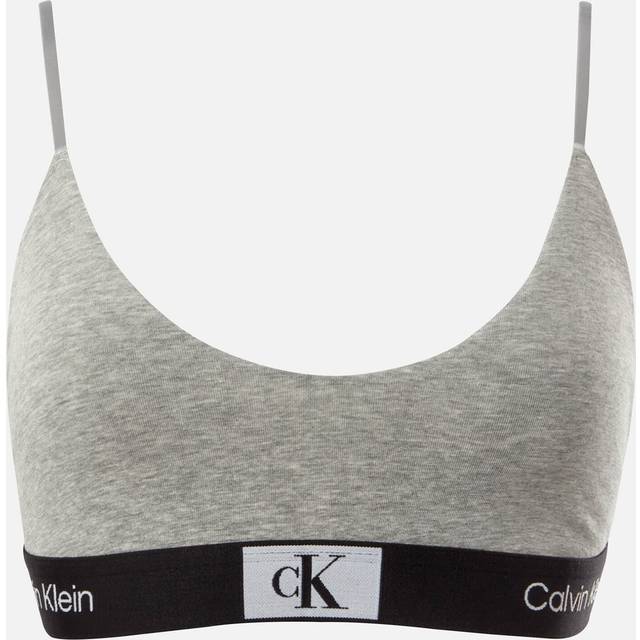 Calvin Klein Cotton-Blend Jersey Bralette - M - Grey