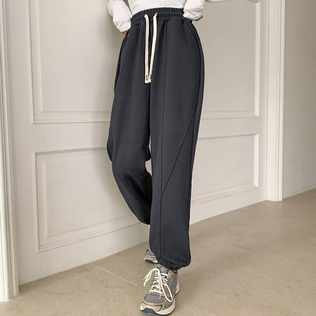 DAZY Drawstring Waist Seam Detail Joggers
