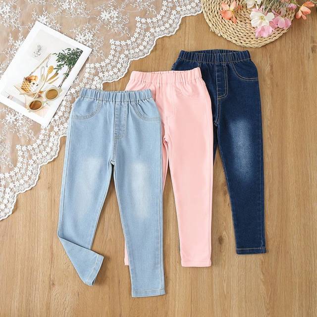 SHEIN Young Girl Casual Daily Fully Elastic Waist Flat Pockets Baggy Jeans In 3 Piece Sets, The Best Daily Outfits