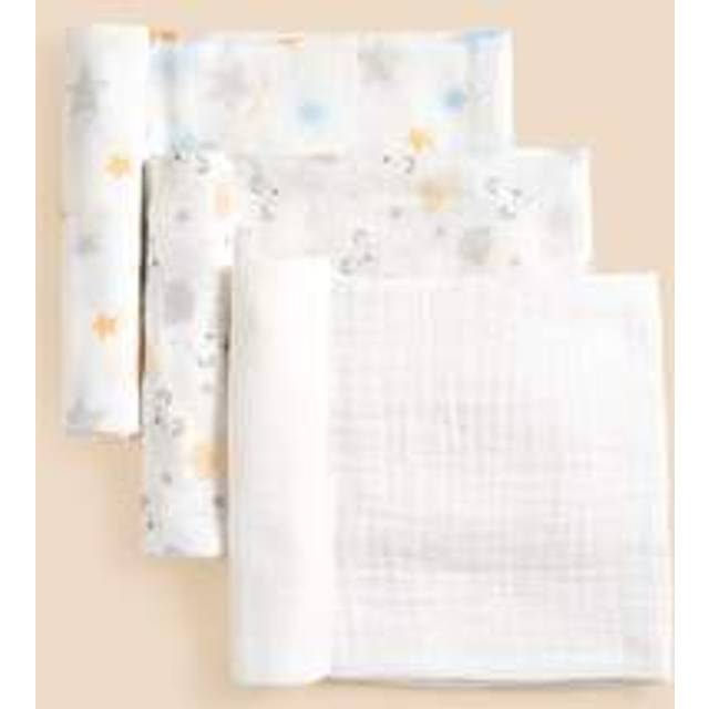 SHEIN 3pcs/Set Soft Breathable Star Cloud Bear Print Swaddle Blankets For Infants Love Valentine