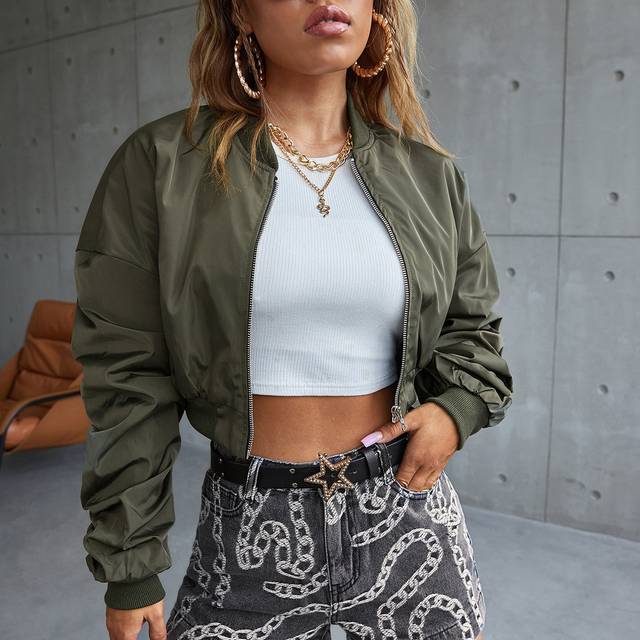Dragkedja Slätt Enkel Jacka - Armé Grön (L,M,S,XL,XS,XXL,XXS,XXXL)