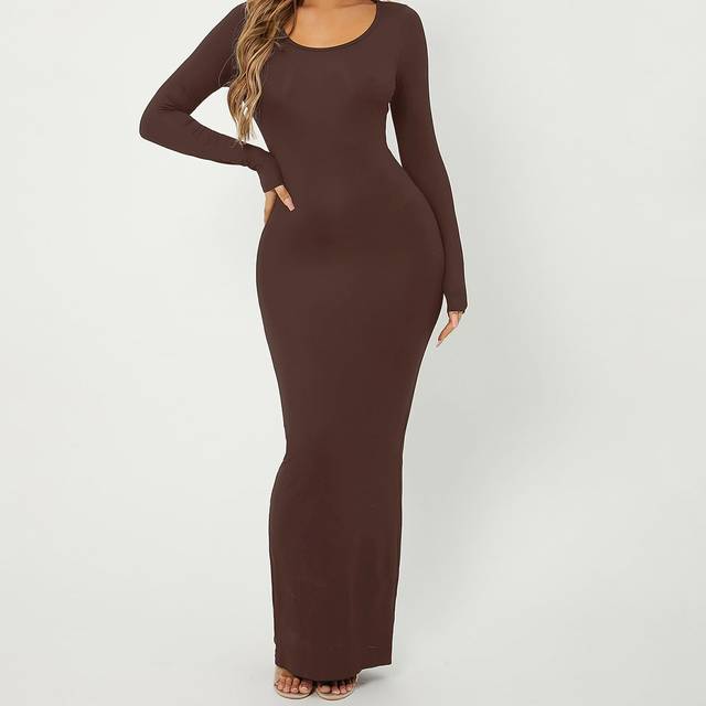 SHEIN Solid Maxi Bodycon Dress