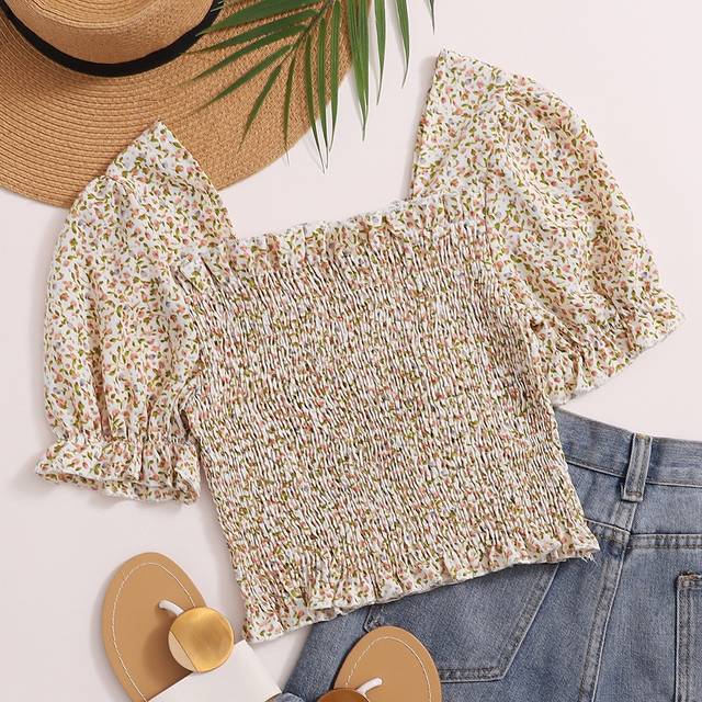 Breezaya Ditsy Floral Frill Shirred Blouse