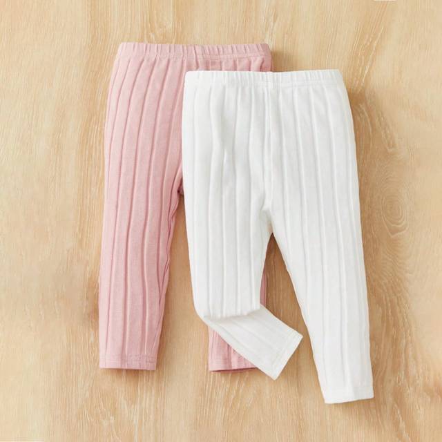 SHEIN Baby Girl 2pcs Ribbed Knit Leggings