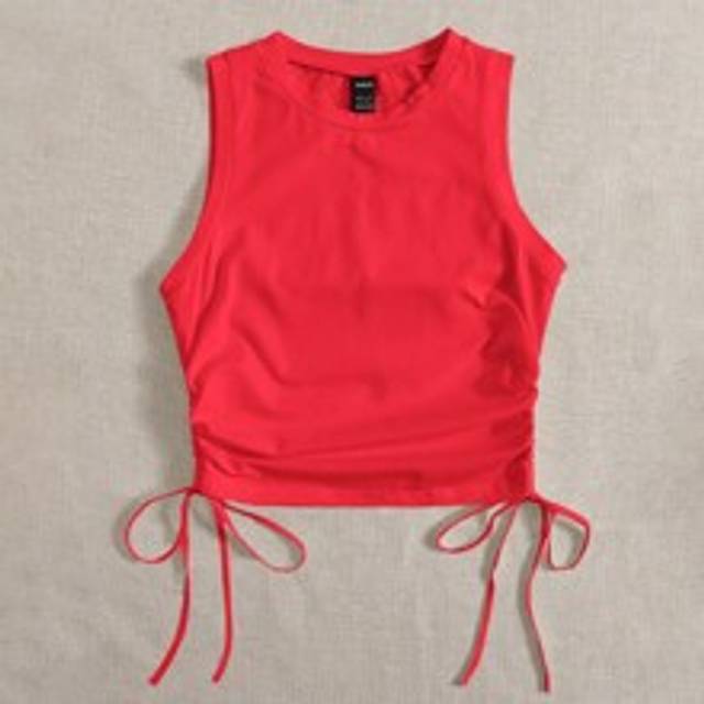 SHEIN Drawstring Ruched Side Crop Tank Top