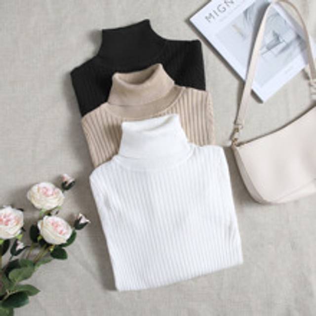 Luneh 3pcs Turtle Neck Ribbed Knit Jumper