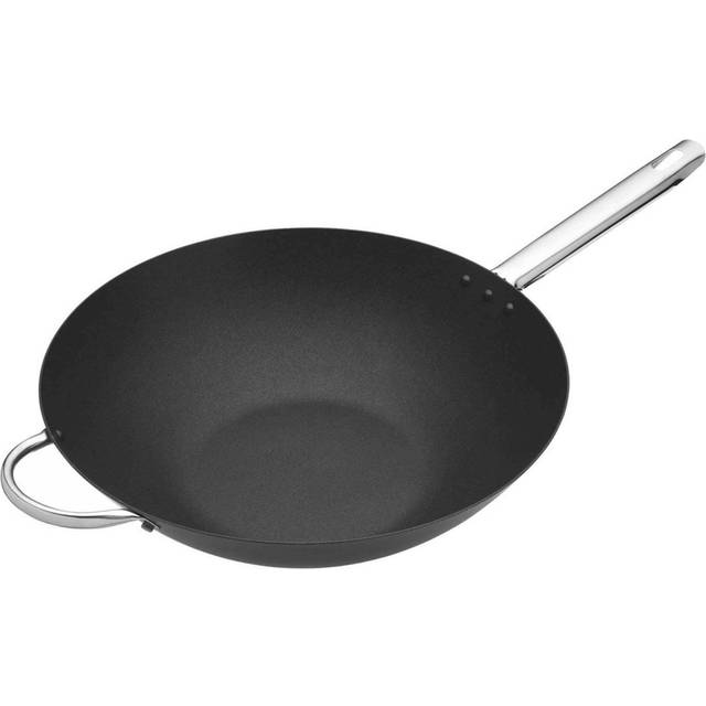 MasterClass Non-Stick Heavy Duty Carbon Steel Wok - Black