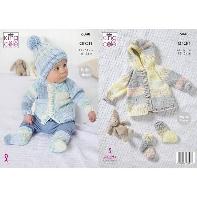 Jacket, Coat, Hat and Socks in King Cole Cosy Love Aran (6048)