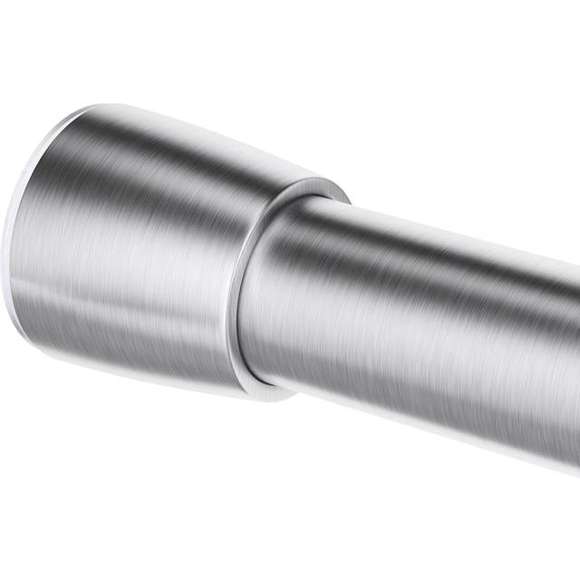 iDesign 78670 Shower Curtain Rail, Medium Length Stainless Steel Tension Rod with no Drilling, Modern Telescopic Shower Curtain Pole for Bathroom and