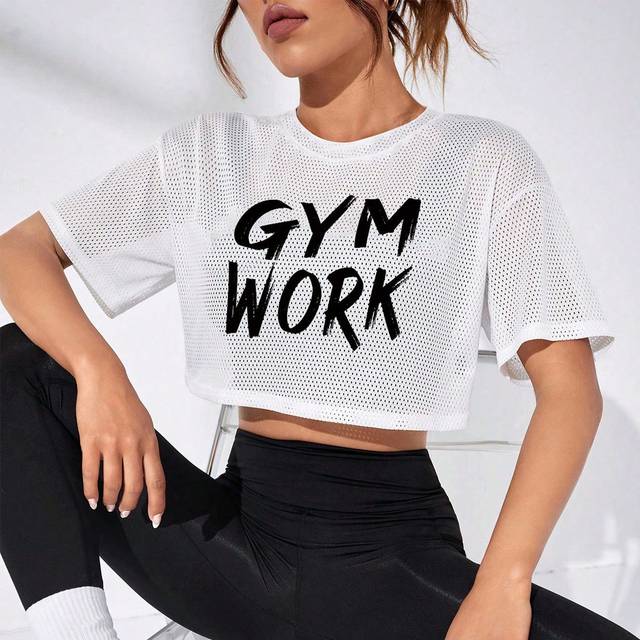 SHEIN Solid Contrast Mesh Sports Teeworkout Tank Top