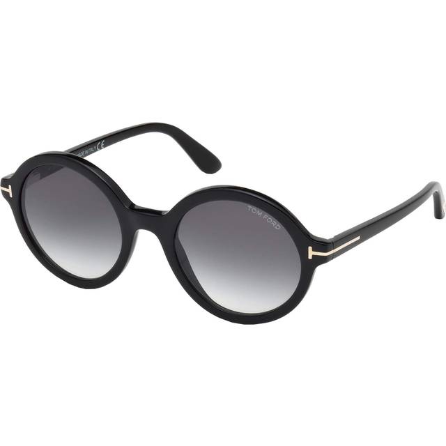 TOM FORD Kvinna FT0602 NICOLETTE-02 01A Solglasögon Acetat Svart Grå Rund Normal Skuggad