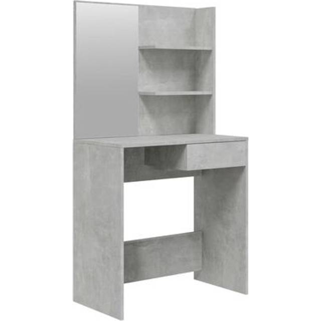 vidaXL Dressing Table with Mirror Concrete Grey 74.5x40x141 cm