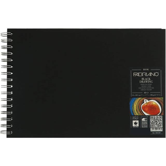 Fabriano : Spiral Sketch Book : Black : A4 : 21x29.7cm : 190gsm : 40 Sheets