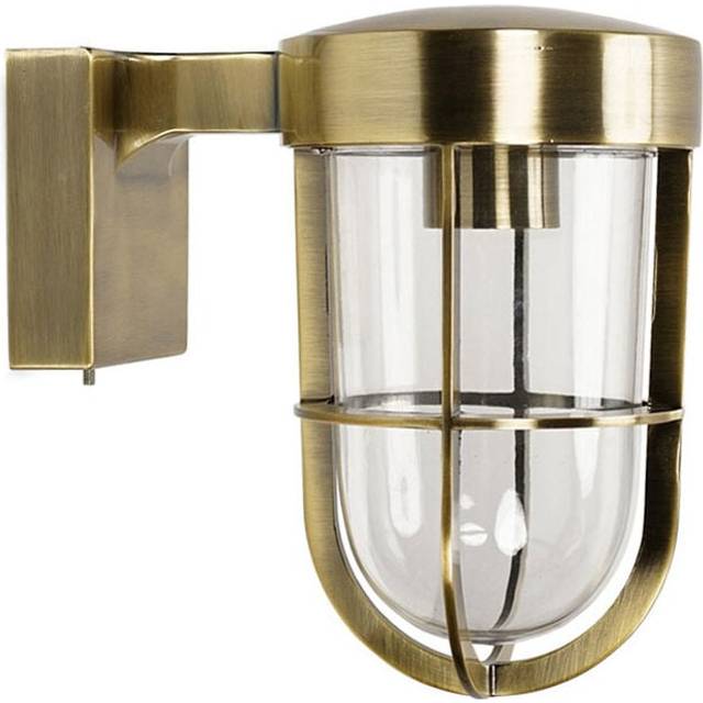 Fanar Lantern IP44 Rated Bathroom Outdoor Wall Light - Metallic Gold - One Size