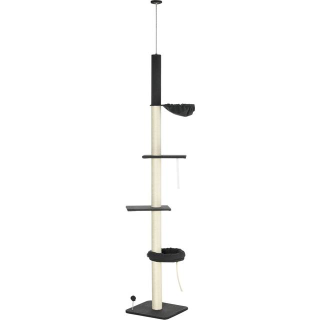 Pawhut Floor-To-Ceiling Cat Tree Height Adjustable Black