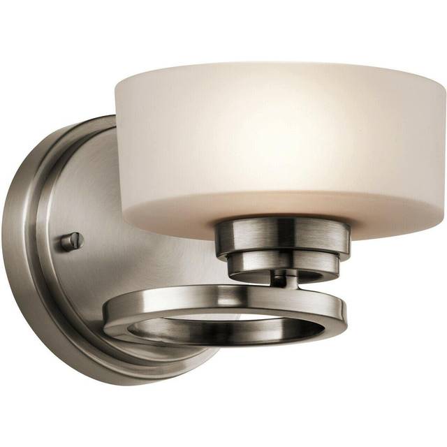 Wall Light Aluminium Concentric Rings Oval Globe Shade Classic Pewter LED G9 40W