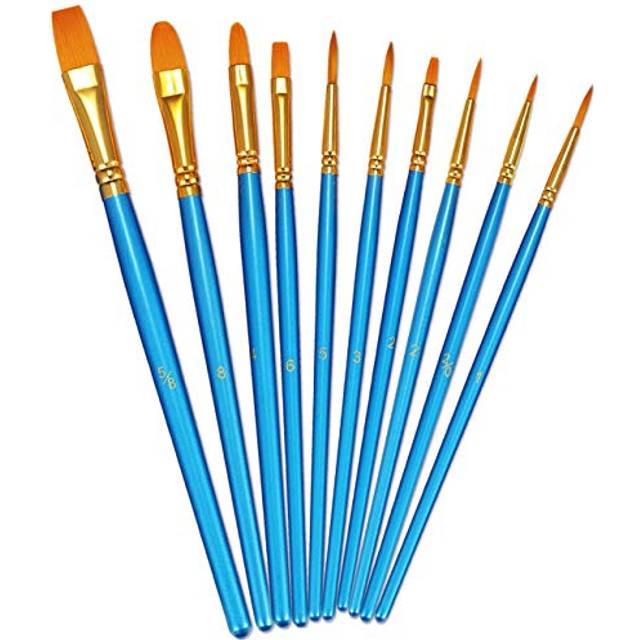 BOSOBO Paint Brush Set  10pcs Round Pointed Tip Nylon Hair Artist Detail Paintbrushes  Professional Fine Acrylic Oil Watercolor Brushes for Face Nail