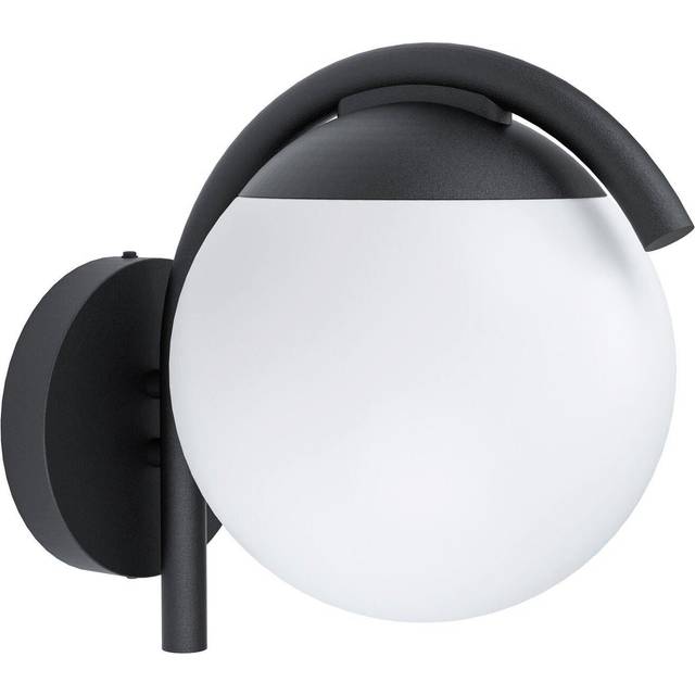 Ip44 Outdoor Wall Light Black & Diffused Shade 1 X 28w E27 Bulb Porch Lamp