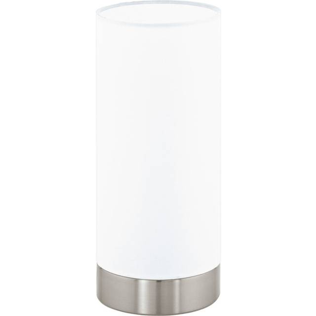Table Lamp Colour Satin Nickel Shade White Fabric Touch On/Off Bulb E27 1x40W