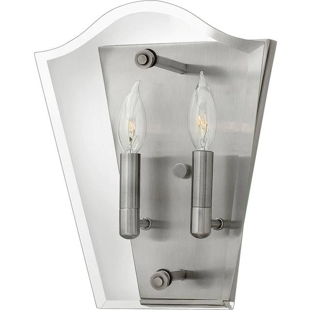 Twin Wall Light Sconce Polished Antique Nickel LED E14 60W Bulb