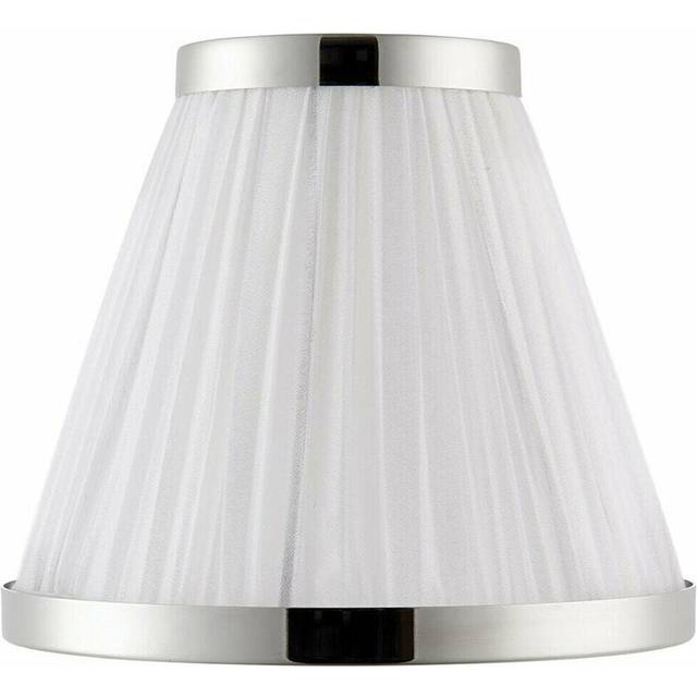 "6"" Luxury Round Tapered Lamp Shade White Pleated Organza Fabric & Bright Nickel"