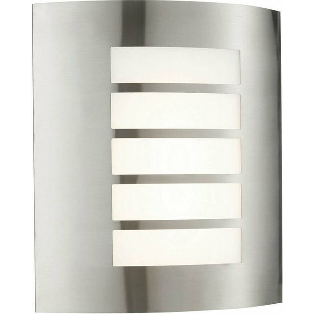 IP44 Outdoor Wall Light Brushed Steel & Diffuser 7W Warm White LED Porch Lamp