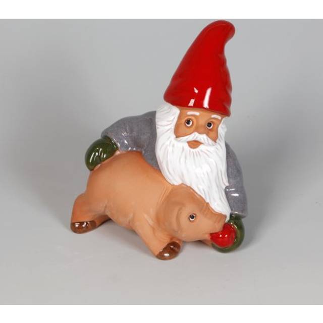 Tomte Med Gris & Äpple 16cm