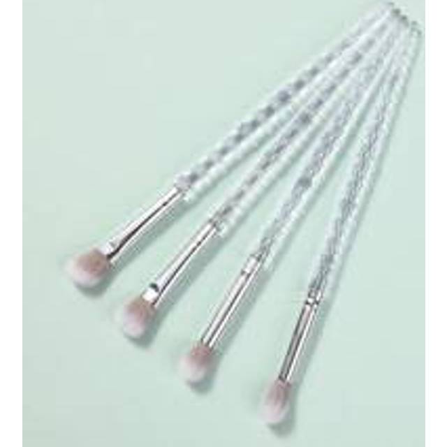 SHEIN 4pcs Crystal Handle Brown Hair Makeup Brush Set, Eyeshadow, Blending, Concealer, Contour Brushes For Beginners