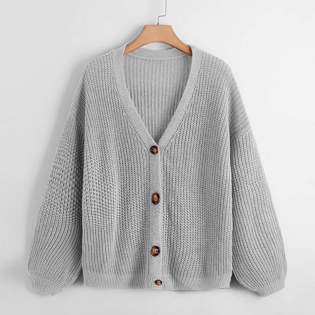 Calvaya Plus Button Up Drop Shoulder Cardigan, For Winter