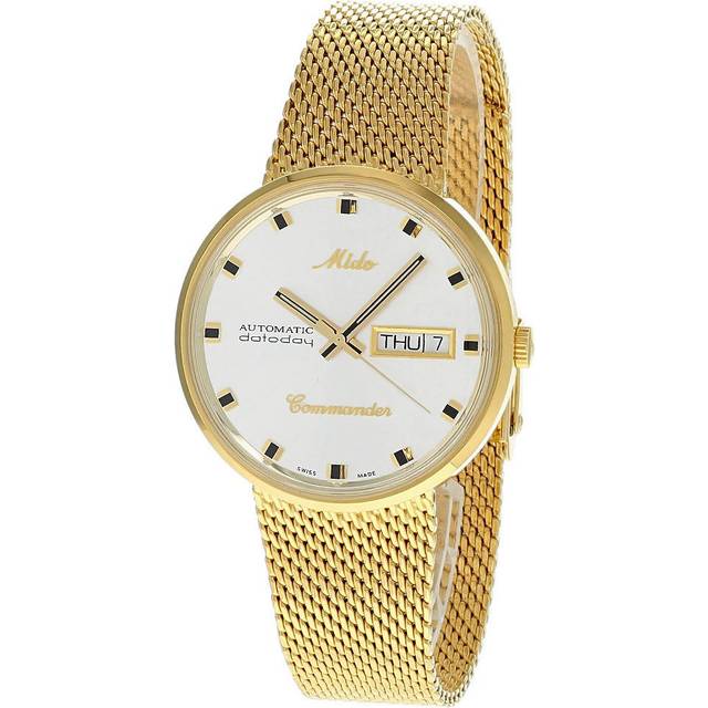 MIDO Commander 37MM SS Silver Dial Gold Mesh Men's Watch M8429.3.21.13 / M842932113 - 37 mm