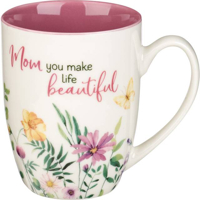 Special Coffee Mug for Mothers  Mom You Make Life Beautiful Purple Wildflowers Inspirational Coffee/Tea Cup for Her Birthday  Mother's Day  12oz Ceram