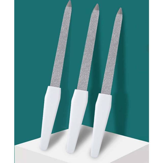 SHEIN 3Pcs/Set White Sanding Nail File Double Sided Washable Manicure Pedicure Thick Toenail Fingernails Buffer Metal Nail Files Emery Board For Home And Pr