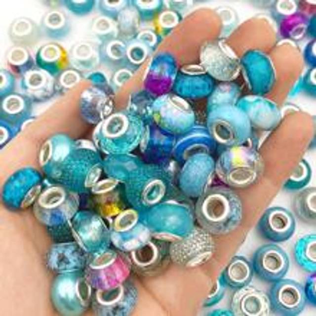 SHEIN 20pcs/Set Random Mixed Color European Style Acrylic Large Hole Beads Bracelet Spacer Beads For Bracelet Necklace Beading Handmade Accessories