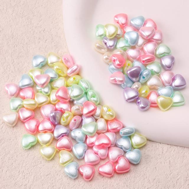 SHEIN 100pcs Mixed Color Flat-Backed Faux Pearl Heart Shaped Diy Jewelry Accessories Valentines
