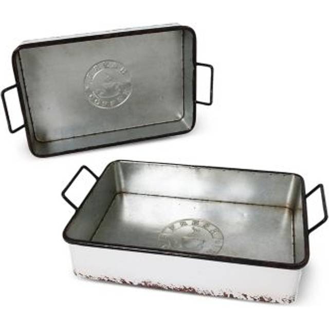 Gerson 2470370HDEC Farmhouse Style Nested Metal Baskets, White - Set of 2