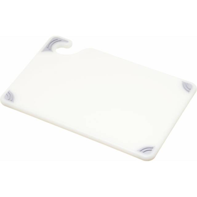 San Jamar Saf-T-grip Plastic cutting Board with Safety Hook  6 x 9 x 0375  White