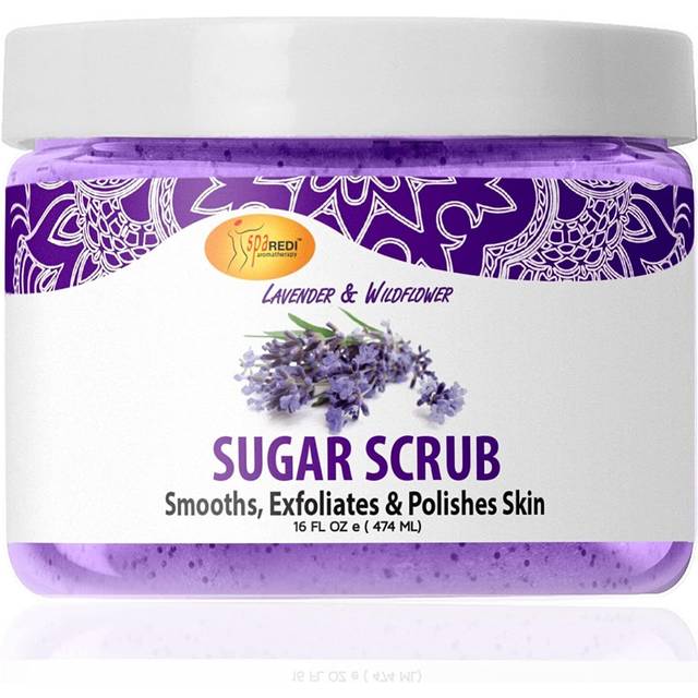 SPA REDI Sugar Scrub - Lavender and Wildflower - 16 Oz - Exfoliating  Moisturizing  Hydrating and Nourishing  Glow  Polish  Smooth and Fresh Skin - Bo