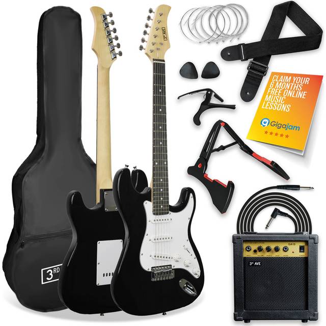 3Rd Avenue Rocket Series 4/4 Electric Guitar - Black, Black