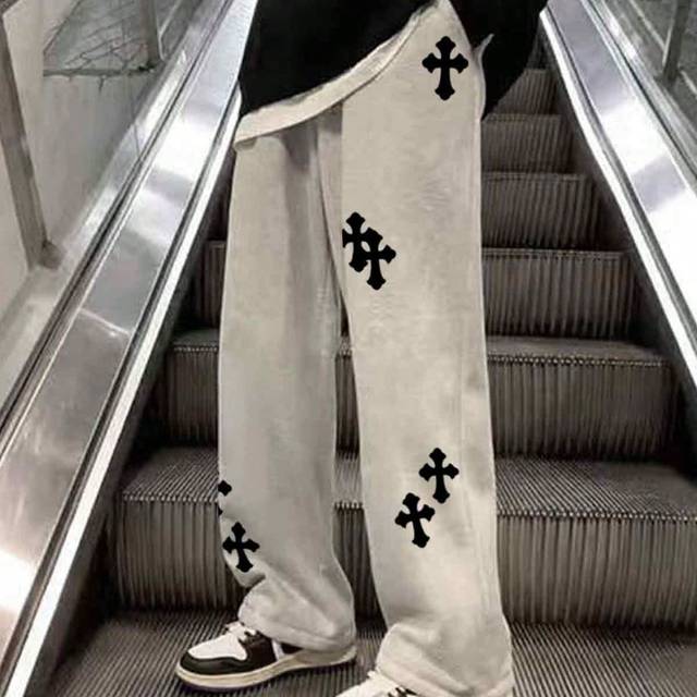 Manfinity Loose-Fit Men&#39;s Cross Print Drawstring Joggers,Halloween Clothes