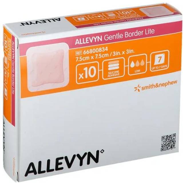 Allevyn Gentle Border Lite vidhäftande förband 7,5 x 7,5 cm 10styck