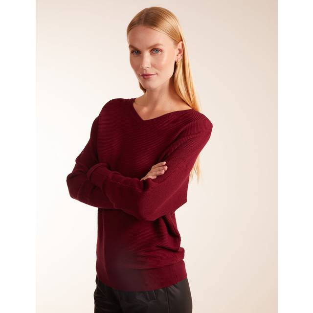 Jumper Rib V-Neck - Burgundy - XXL - Blue Vanilla