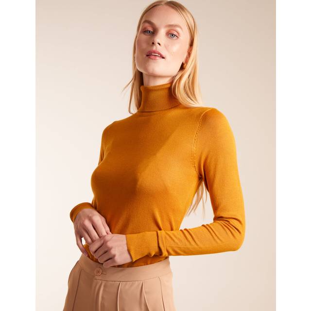 Blue Vanilla Womens Roll Neck Jumper - Mustard - Size 2XL