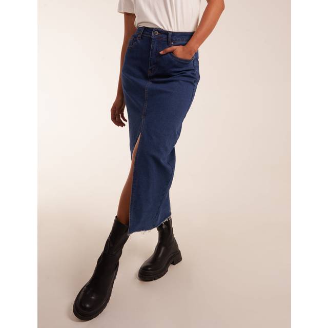 Blue Vanilla Womens High Rise Denim Midi Skirt - Size 10 UK