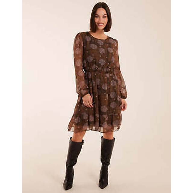 Blue Vanilla Womens Shirred Mini Dress - Brown - Size 10 UK