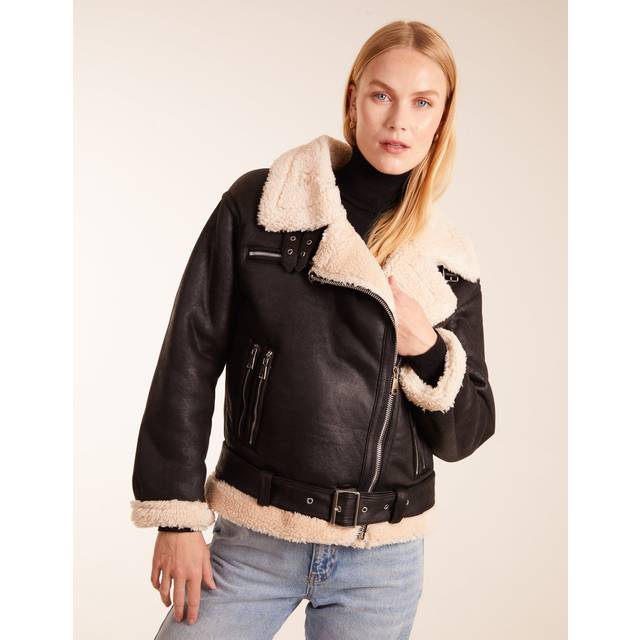 Shearling Aviator Jacket - 10 / BLACK