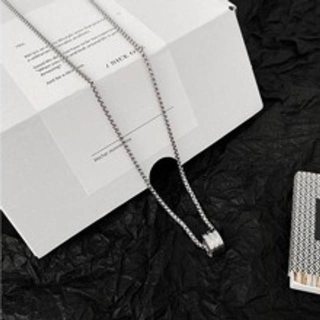 SHEIN Men Ring Pendant Chain Necklace Titanium Steel Jewelry Gift