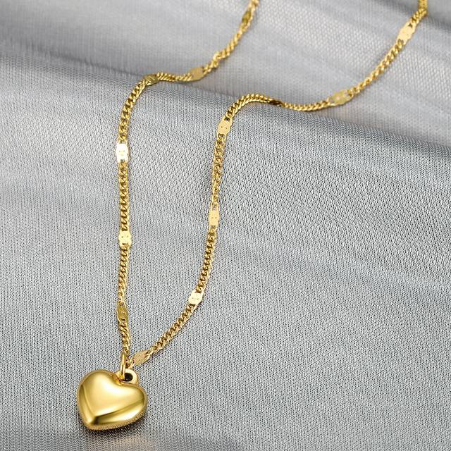 MONALLY 1pc Luxury Design Heart Shaped Stainless Steel Necklace With 18K Gold Plating, Hypoallergenic Pendant Gift For Women Valentines,Mom,Mother,Mother&#39;s Da